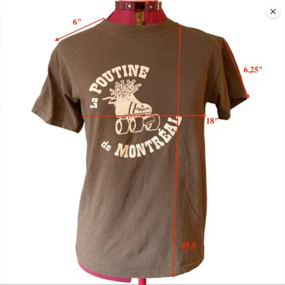 VINTAGE - Roller derby Montreal La Poutine brown t-shirt - Men small - Picture 7 of 7